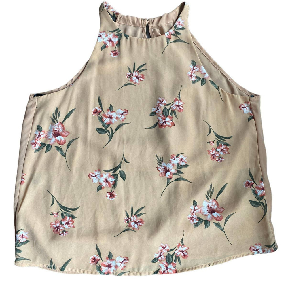 Forever 21 Peach Floral Halter Top Blouse